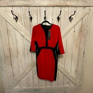Homeyee Red and Black Color-block Dress NWT